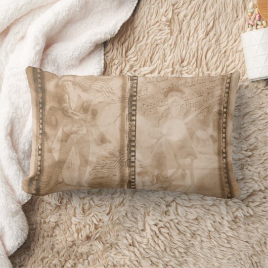 ビクトリアンなミュージシャンのセピア色のフィルムのコラージュ- L ランバークッション (ブランケット)