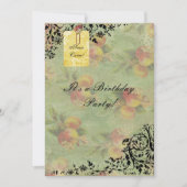 ビクトリアンなモモの誕生日の招待 招待状 (正面)