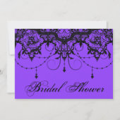 ビクトリアンなレースの紫色のブライダルシャワーの招待状 招待状 (正面)