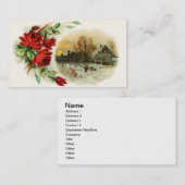 ビクトリアンなヴィグネットのバラのアーチ 名刺 (正面/裏面)