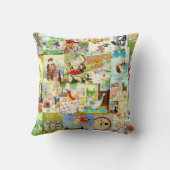 ビクトリアンなヴィンテージの子供の童謡のモンタージュ クッション (裏面)