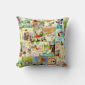 ビクトリアンなヴィンテージの子供の童謡のモンタージュ クッション (正面)
