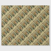 ビクトリアンなヴィンテージレトロの子供および猫のクリスマス ラッピングペーパー (フラット)