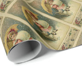 ビクトリアンなヴィンテージレトロの子供および猫のクリスマス ラッピングペーパー (ロールコーナー)