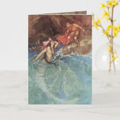 ビクトリアンな人魚の挨拶状 カード (黄色い花)