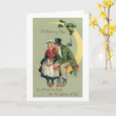 ビクトリアンな古いカップルのセントパトリックの日カード カード (黄色い花)