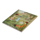 ビクトリアンな夏、草で遊んでいる子供 タイル (側面)