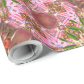 ビクトリアンな天使のクリスマスのヒイラギのピンクパターン ラッピングペーパー (ロールコーナー)