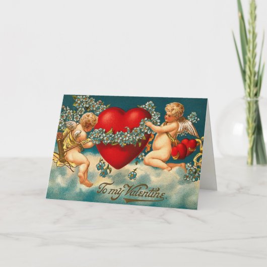 ビクトリアンな天使のバレンタインカード シーズンカード (正面)