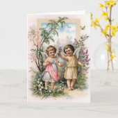 ビクトリアンな天使のメッセージカード カード (黄色い花)