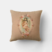 ビクトリアンな天使のヴィンテージの歴史的バラのオーナメント クッション (裏面)