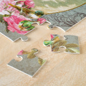 ビクトリアンな天使のヴィンテージの青いローズピンクのアンティーク ジグソーパズル (側面)