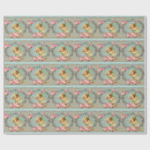 ビクトリアンな天使のヴィンテージの青いローズピンクのアンティーク ラッピングペーパー (フラット)