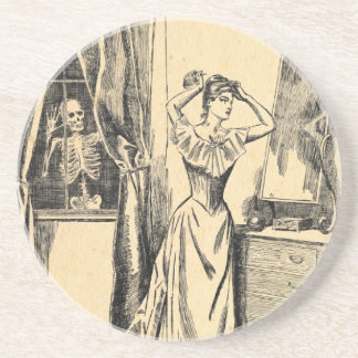 ビクトリアンな女性でVintage Goth Art調査する骨組 コースター