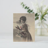 ビクトリアンな女性の魚のポアソンのd'avrilのエイプリルフール ポストカード (スタンド正面)