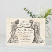ビクトリアンな女性招待状 招待状 (スタンド正面)