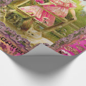 ビクトリアンな子ネコおよびリボン ラッピングペーパー (コーナー)