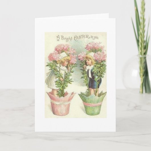 ビクトリアンな子供のイースター挨拶状 シーズンカード (正面)