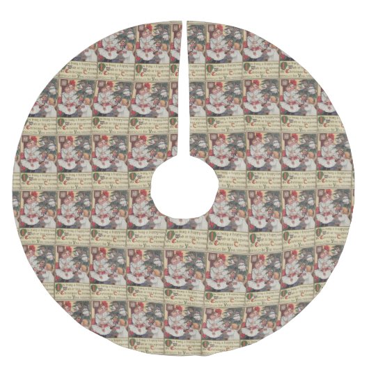 ビクトリアンな子供のヴィンテージのクリスマスツリーのスカート ブラッシュドポリエステルツリースカート (正面)