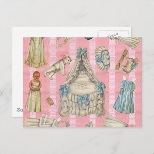 ビクトリアンな子供部屋の紙の人形 ポストカード (正面/裏面)
