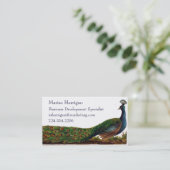 ビクトリアンな孔雀の名刺のテンプレート 名刺 (スタンド正面)