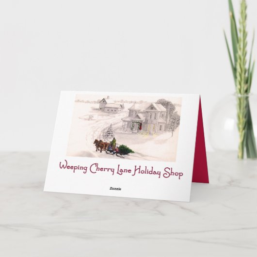 ビクトリアンな家のクリスマスの休日カード シーズンカード (裏面)