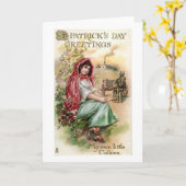 ビクトリアンな小さい娘セントパトリック日カード カード (黄色い花)