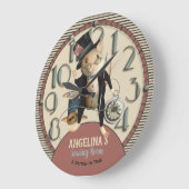 ビクトリアンな帽子屋のマウスの裁縫部屋 ラージ壁時計 (傾斜)