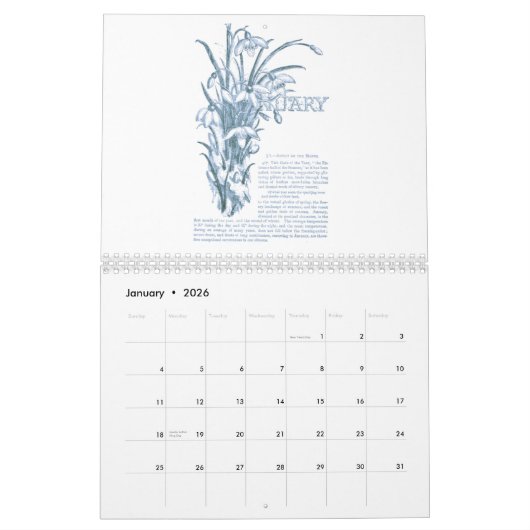 ビクトリアンな庭 カレンダー (1月 2026)