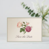 ビクトリアンな植物のスタイルの保存日付カード セーブザデート (スタンド正面)