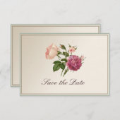 ビクトリアンな植物のスタイルの保存日付カード セーブザデート (正面/裏面)