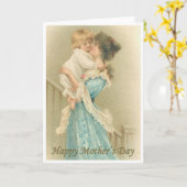 ビクトリアンな母および子供 カード (黄色い花)