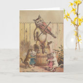 ビクトリアンな猫の遊歩道のスクエアダンスのメッセージカード カード (黄色い花)