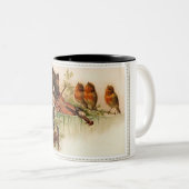 ビクトリアンな猫は鳴き鳥のためのバイオリンを演奏します ツートーンマグカップ (正面右)