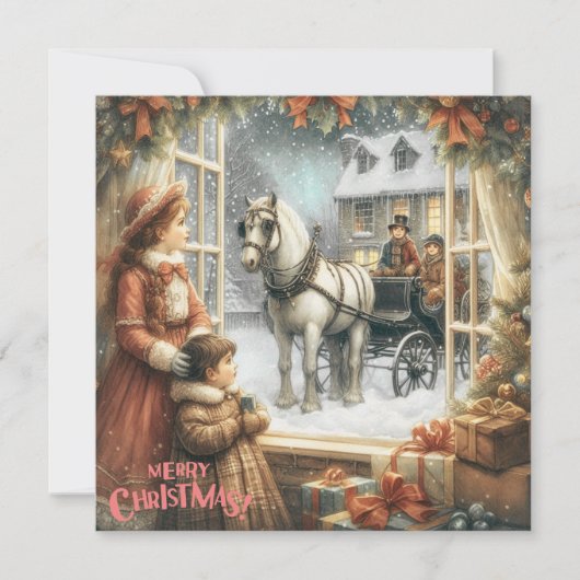 ビクトリアンな田舎風のクリスマスカード シーズンカード (正面)
