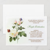 ビクトリアンな白いバラの誕生日 招待状 (正面/裏面)