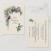 ビクトリアンな紫色のパンジーの名刺 名刺 (正面/裏面)