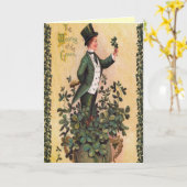 ビクトリアンな紳士のセントパトリックの日カード カード (黄色い花)
