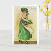 ビクトリアンな緑のシャムロックのセントパトリックの日カード カード (黄色い花)