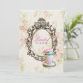 ビクトリアンな花の植物のブライダルシャワーのお茶会 招待状 (スタンド正面)