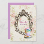ビクトリアンな花の植物のブライダルシャワーのお茶会 招待状 (正面/裏面)