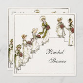 ビクトリアンな花嫁および新婦付添人のブライダルシャワー 招待状 (正面/裏面)