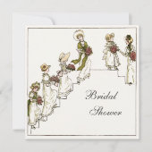 ビクトリアンな花嫁および新婦付添人のブライダルシャワー 招待状 (正面)