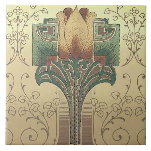 ビクトリアンな芸術および技術の花 タイル (正面)