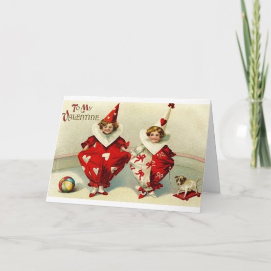ビクトリアンな道化師のバレンタインデーカード シーズンカード (正面)