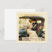 ビクトリアンな雰囲気の車でのロマンス - バレンタインデーのカード シーズンカード (正面/裏面)