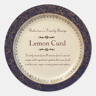 ビクトリアンな青及び金ゴールドの休日のラベルのステッカー ラウンドシール