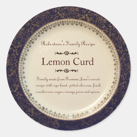 ビクトリアンな青及び金ゴールドの休日のラベルのステッカー ラウンドシール (正面)