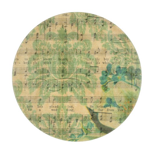 ビクトリアンな音楽シートの壁紙 カッティングボード (正面)