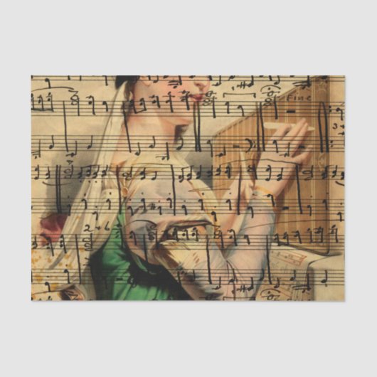 ビクトリアンな音楽シートの壁紙 薄葉紙 (正面)